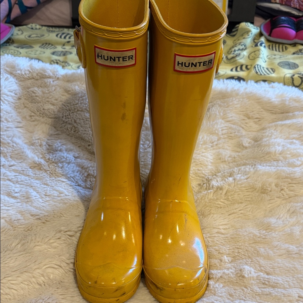 Hunter Kids Yellow Rain Boots